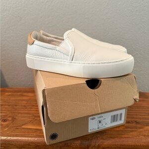 UGG Cream Slip-On Shoes with Tan Detail